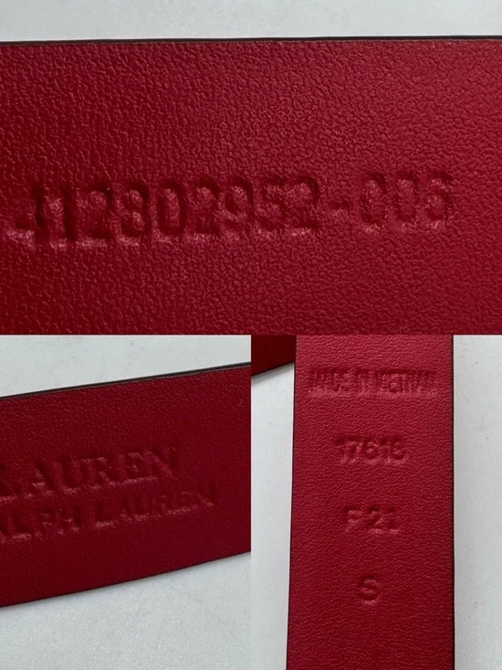 Ralph Lauren women's Charm Crosshatch Leather Belt Burgundy Red Size Small - Picture 9 of 9